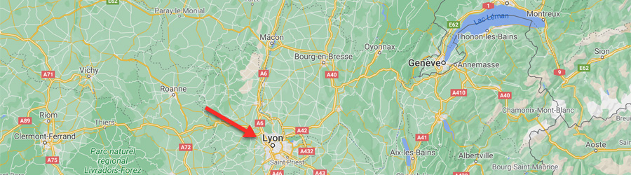 Carte des environs de Lyon